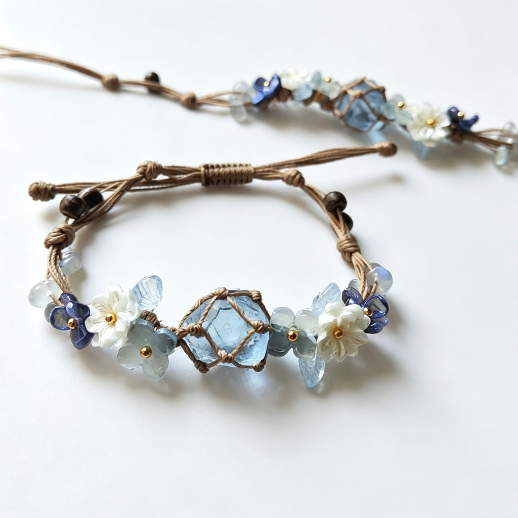 aqua bloom bracelet - gemstone bracelet - crystal fashion jewelry - view 3