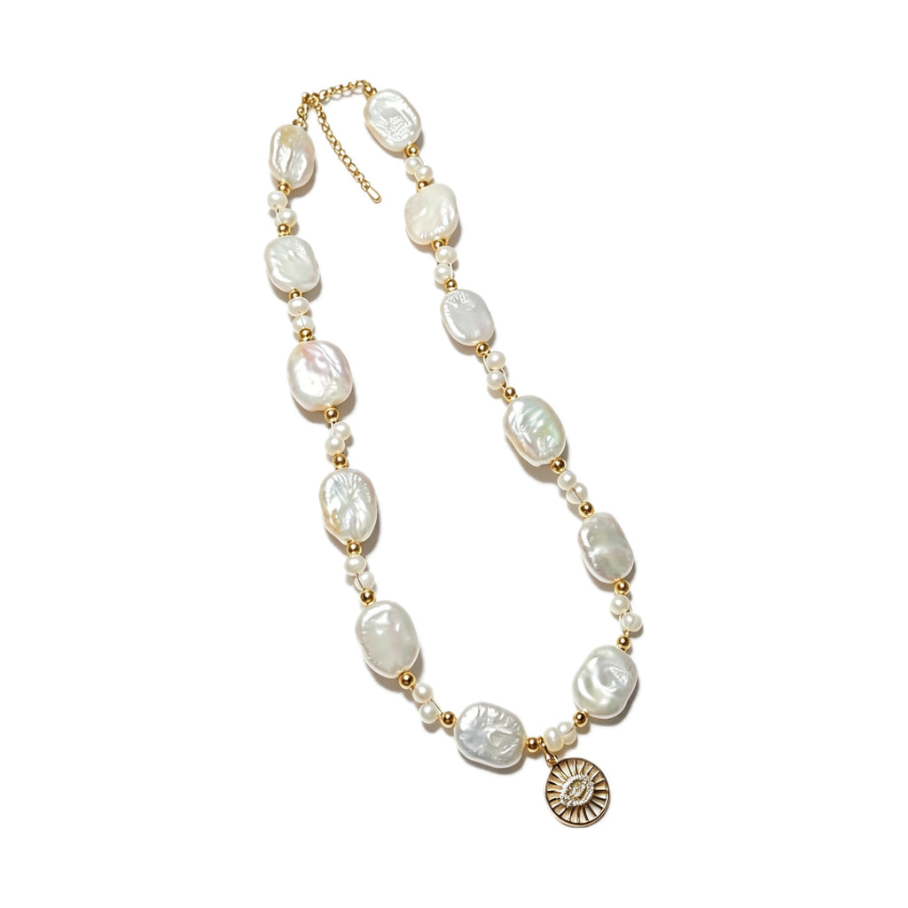 solace baroque pearl necklace - crystal necklace - gemstone fashion jewelry - view 2