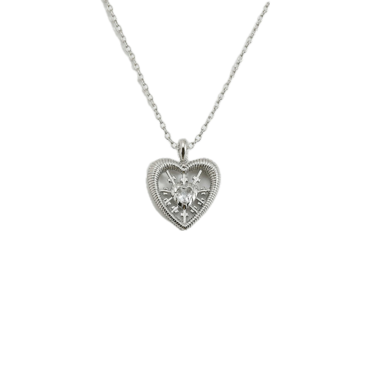 hollow heart necklace - crystal necklace - gemstone fashion jewelry - view 3