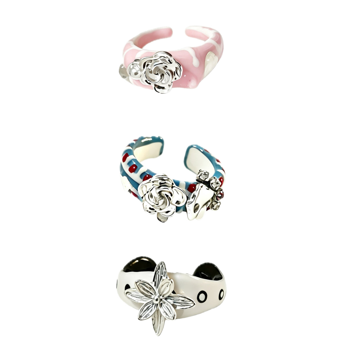 quirky enamel ring - crystal ring - crystal fashion jewelry