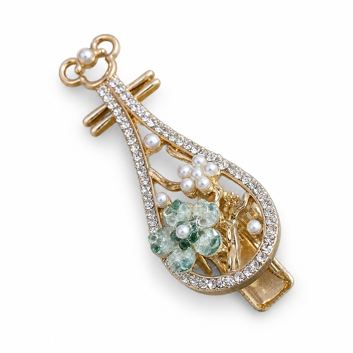turquoise zither hair clip